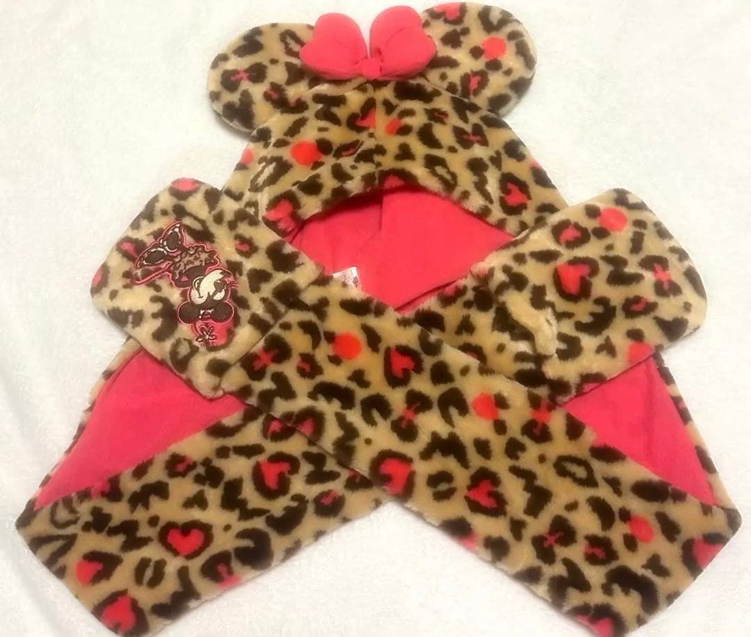 ディズニー マフラーファンキャップ ミニー ヒョウ柄