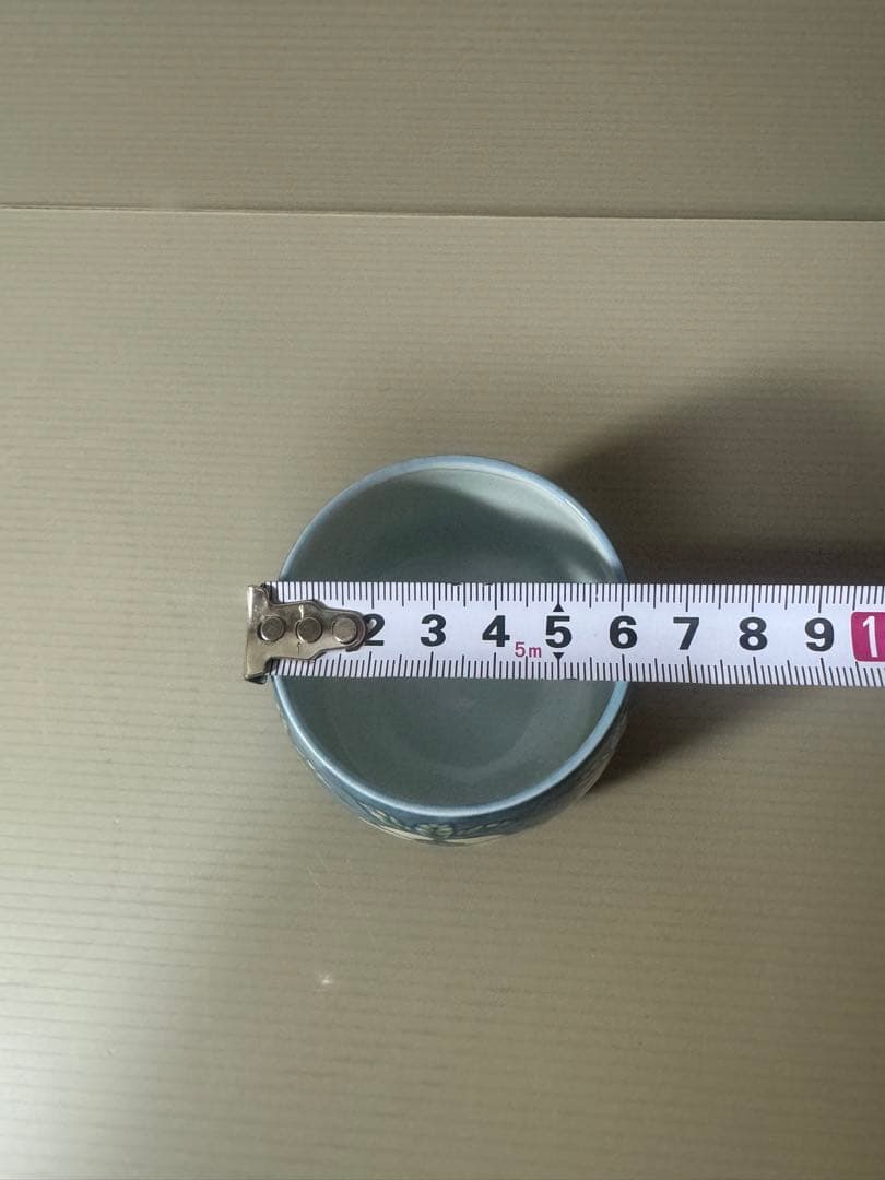 2072 源右衛門窯 染錦椿絵　皿5客　湯呑5客