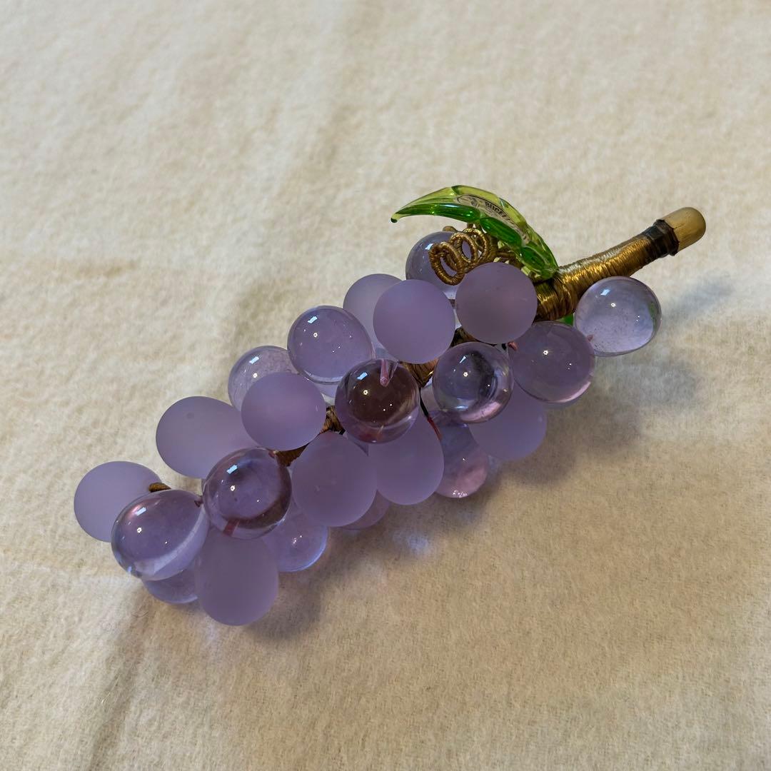イタリア製　ムラーノガラス　ブドウ　置物　ベネチアングラス
