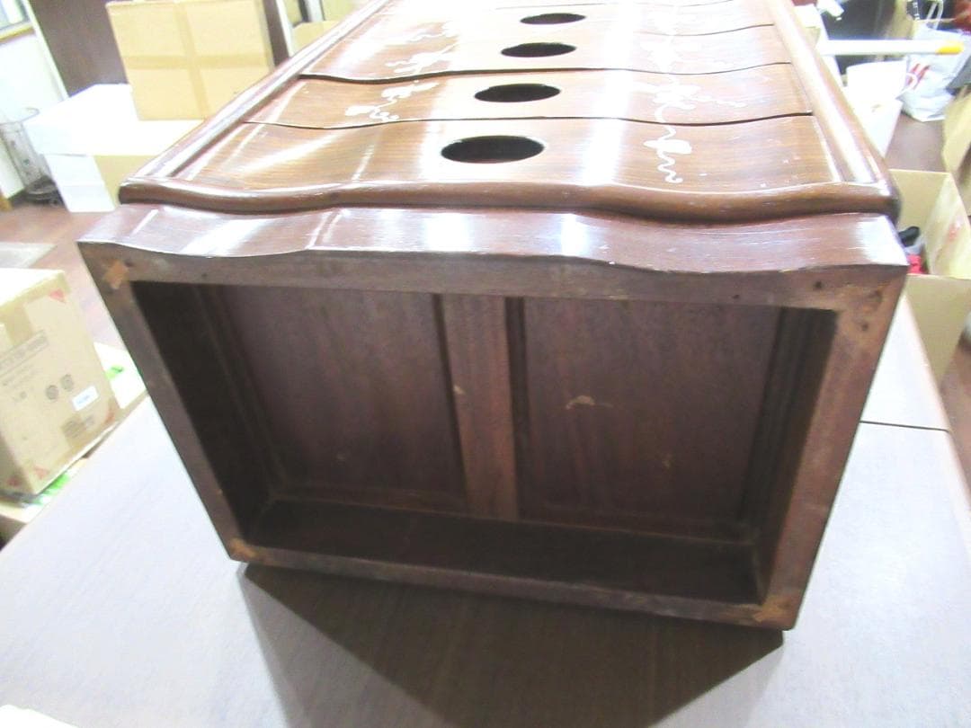 螺鈿家具 　螺鈿細工　 唐木 　花梨 　葡萄柄 　５段　引き出し小箪笥　収納棚