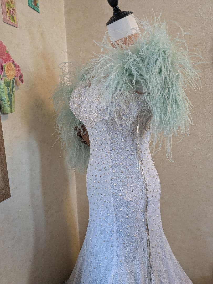 ライトブルー マーメイド社交ダンススタンダードドレス