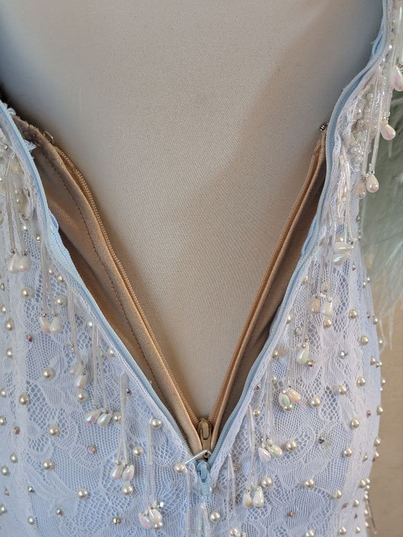 ライトブルー マーメイド社交ダンススタンダードドレス