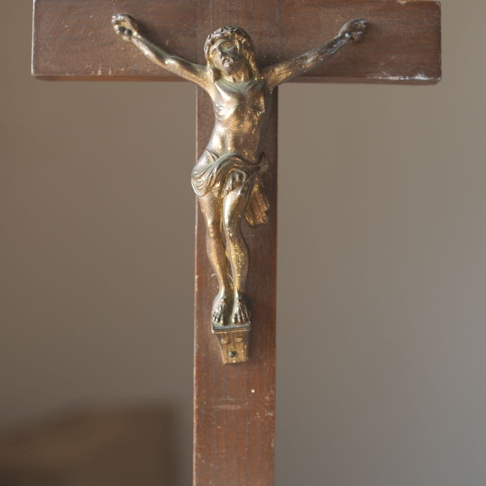 木製金属製十字架 イエス・キリスト像