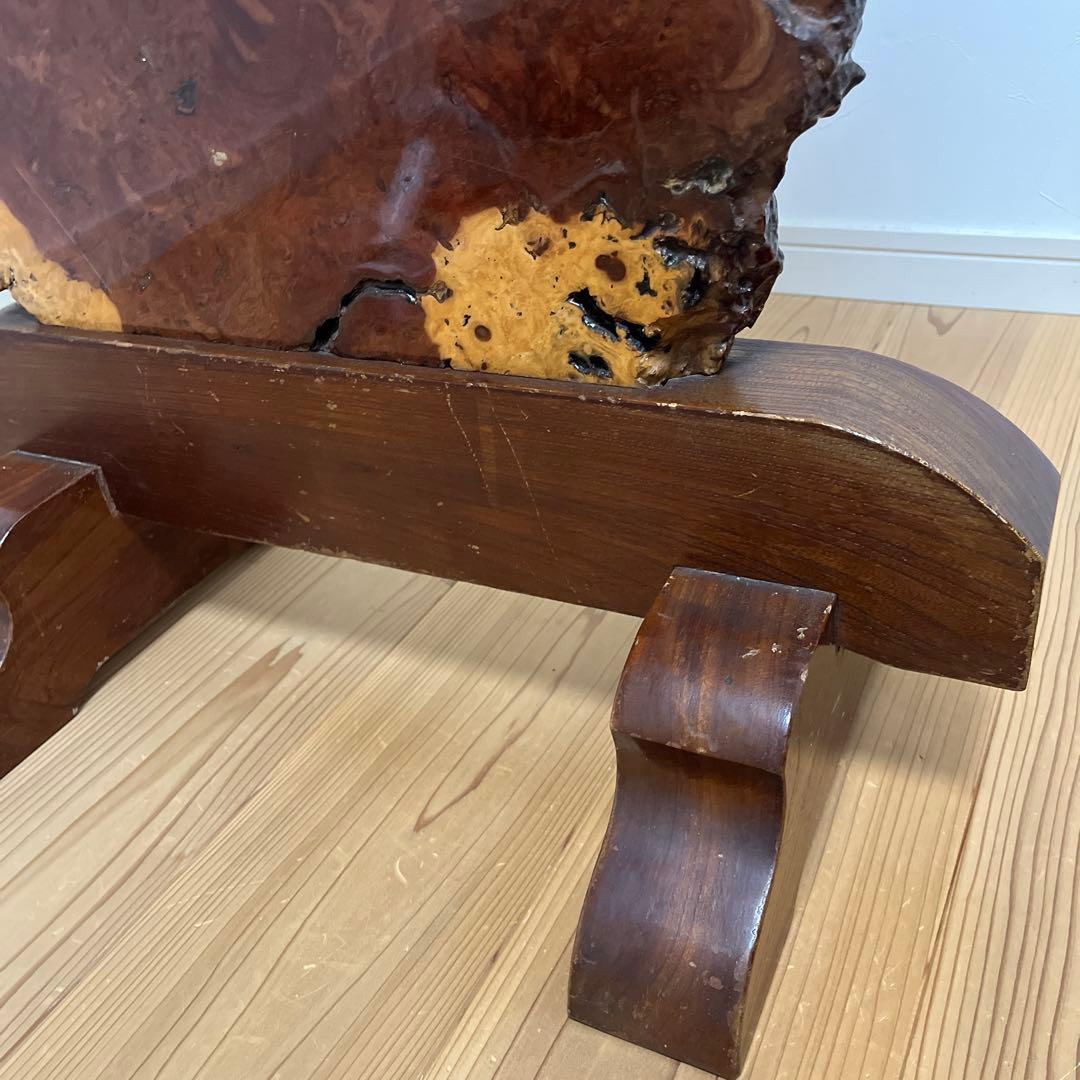 【希少】花梨瘤 衝立 一枚板 天然木 玉杢 花梨瘤杢 スタンド付）