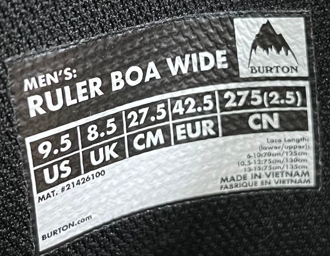 【美品_即日発送】BURTON スノボRULER BOA WIDE 27.5cm