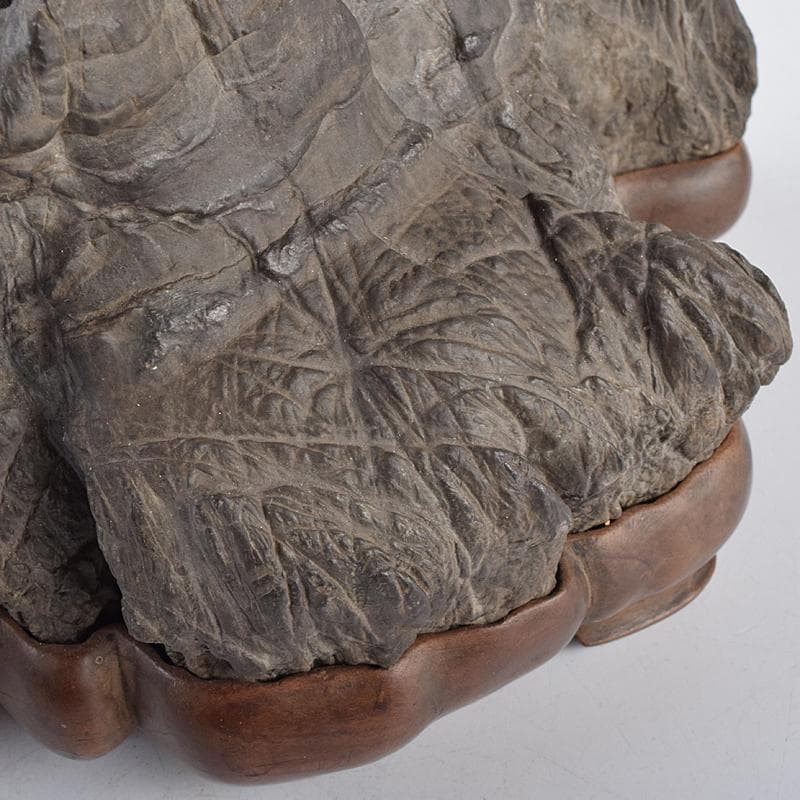 天然石　鑑賞石　太湖石　霊壁石　置物　約1579g　唐木台付　M　R8881