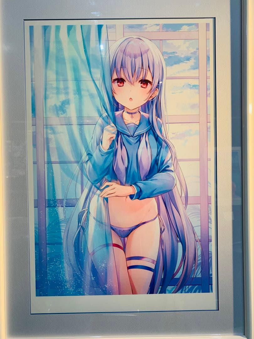 米白伯　版画　朝方の幼い君　未開封イーゼル付き