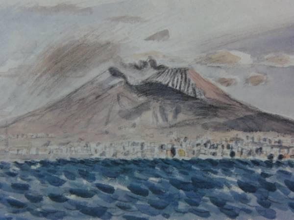 宮本三郎、ベスビオ火山、希少画集画、新品額付、状態良好