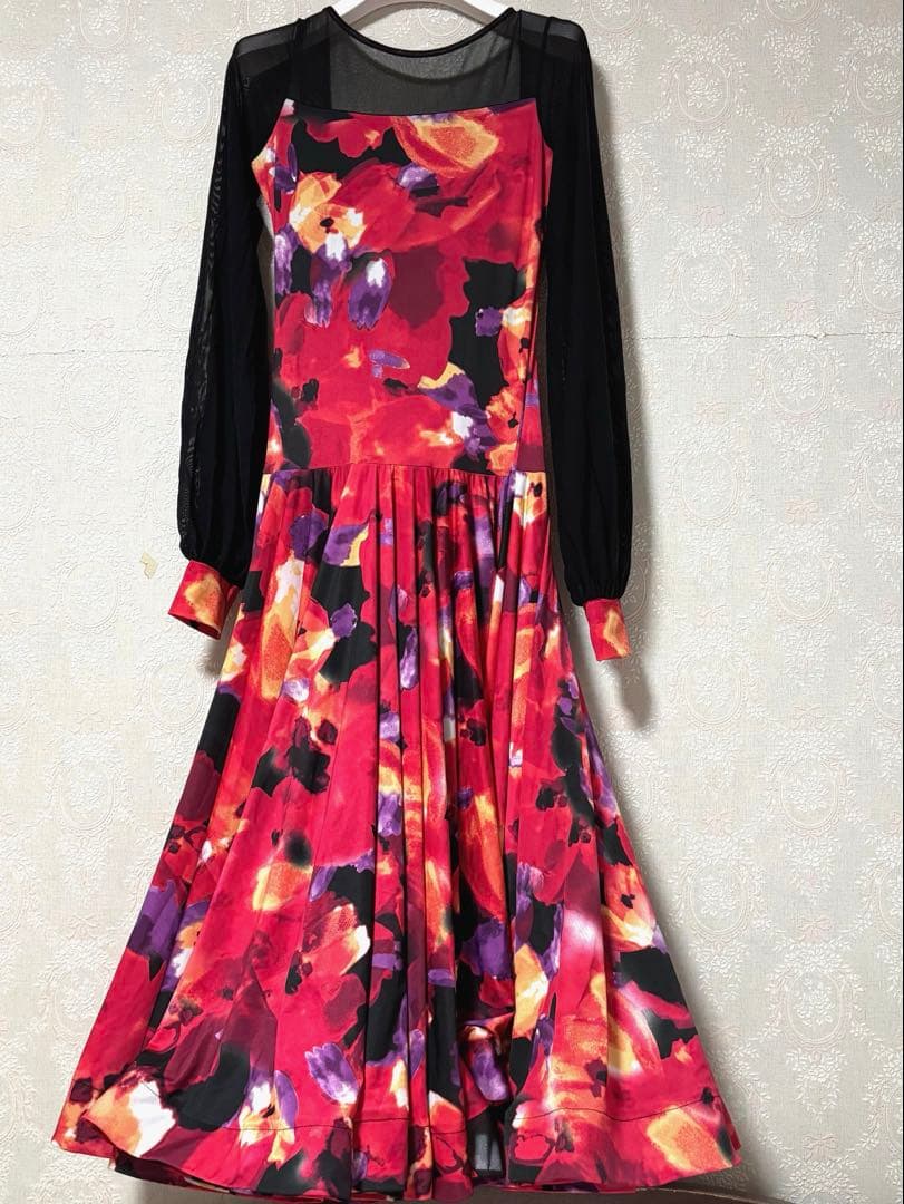 花柄ロングドレス・社交ダンス　パーティー