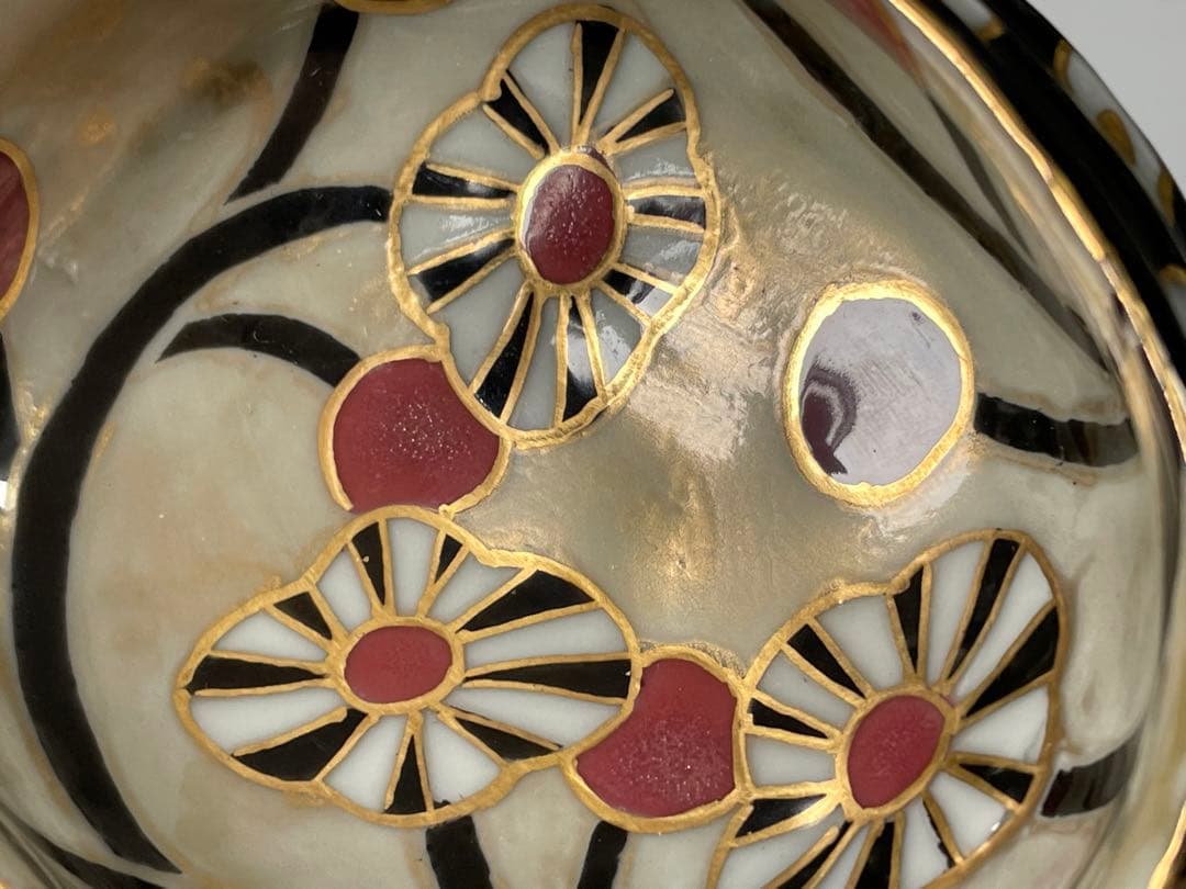 陶芸家　人気作家　植葉香澄　ネコトリ型ポピー文　盃　ねこ　猫　共箱