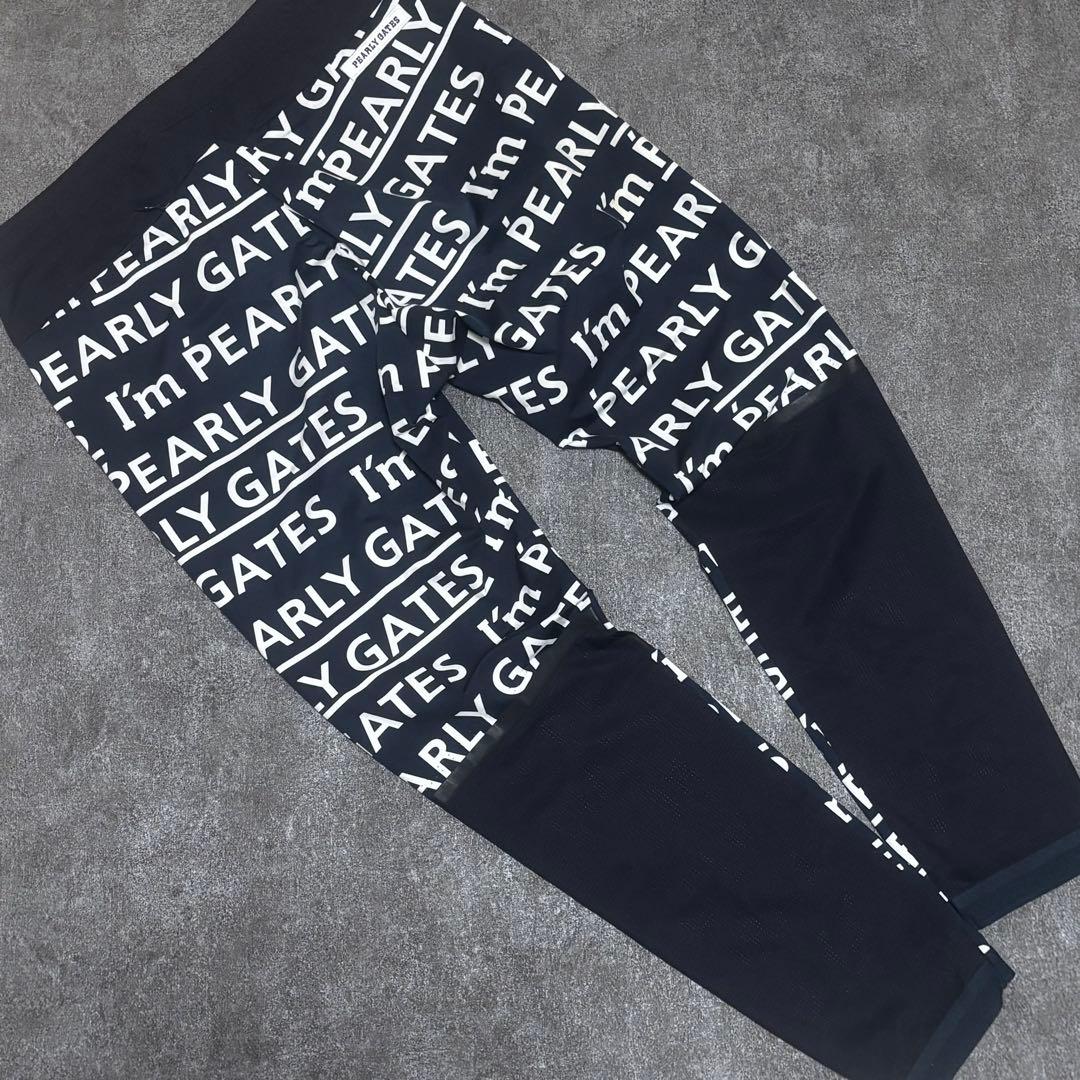 【美品】PEARLY GATES パンツ 総柄 ロゴプリントゴルフ ブラック 4