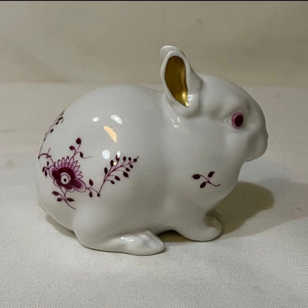 超美品　ロイヤルコペンハーゲン　ウサギ　バーガンディ　置物　フィギュリン　兎