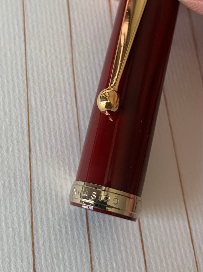 極美品 大橋堂 OHASIDO 万年筆 14Kペン先／K18リング／朱漆軸