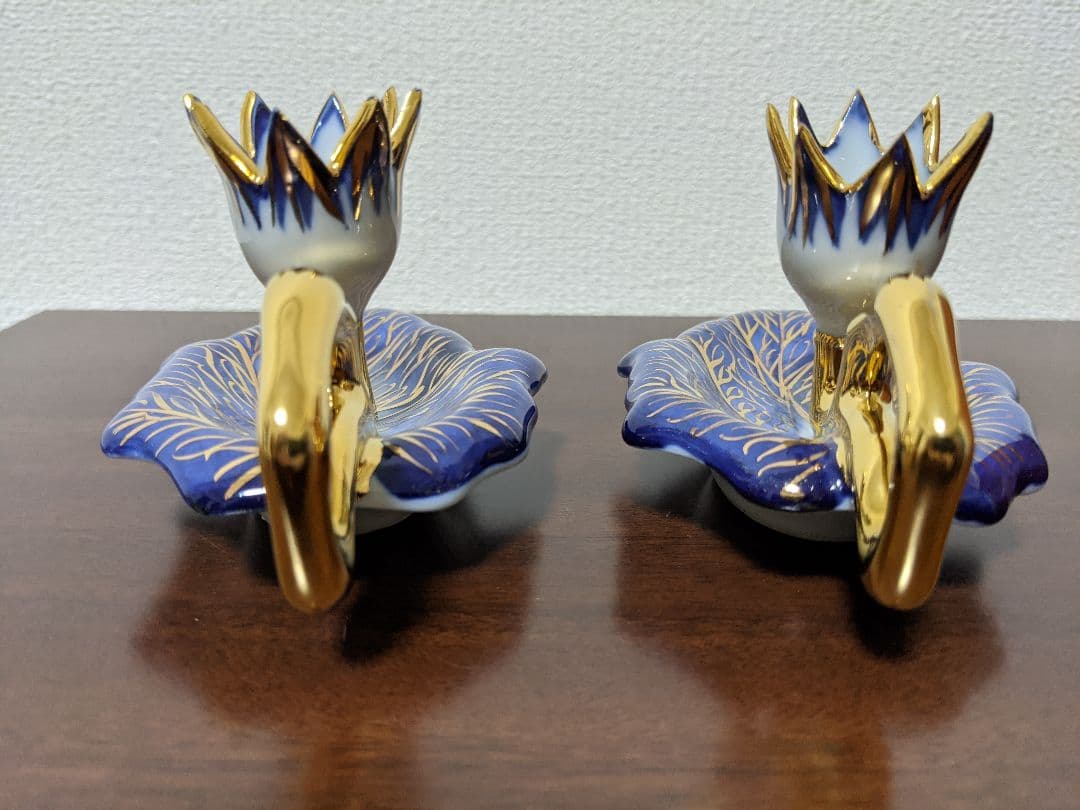 ♦陶磁器 燭台１対 西洋？灯り 飾り 灯明 未使用の美品 コレクション 骨董品