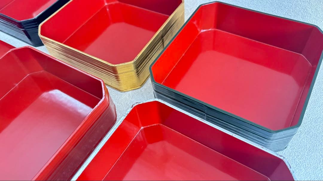 塗匠 五代 川端近左 利休形 縁高 菓子器 共箱 片木目五色縁高 共箱