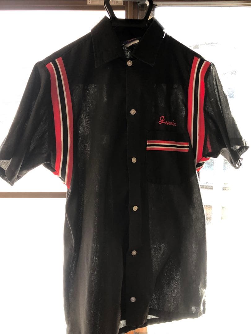 HILTON ブラック ストライプ シャツ S