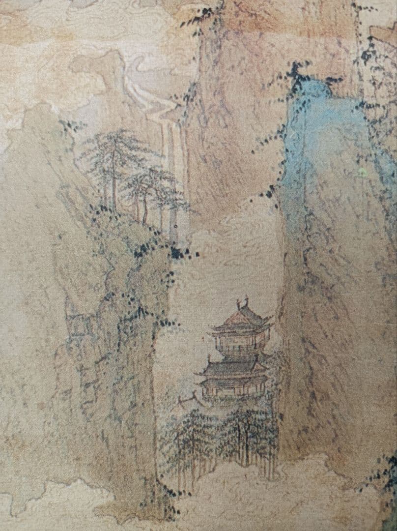 レア 仇英 軸 おもてなし 開運 絵 滝 山水 城 中国 美術 骨董 インテリア