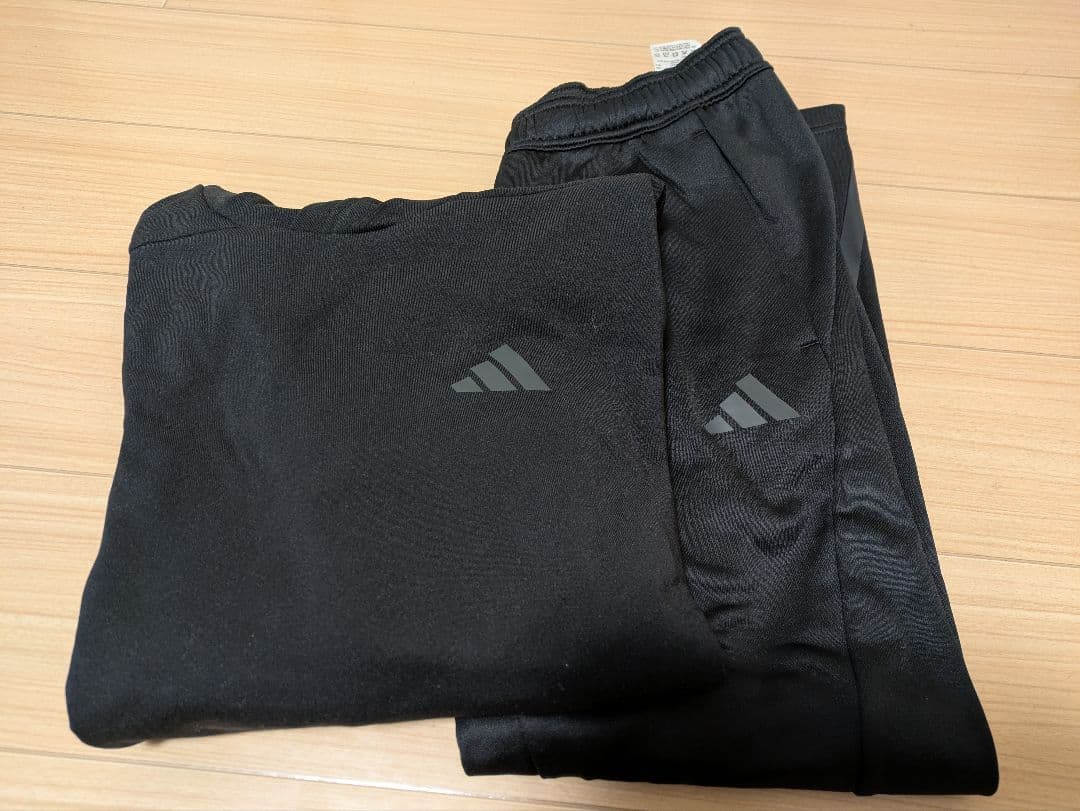adidas アディダス　メンズ　ブラック 　黒　ジャージ上下セット　Ｌ　裏起毛