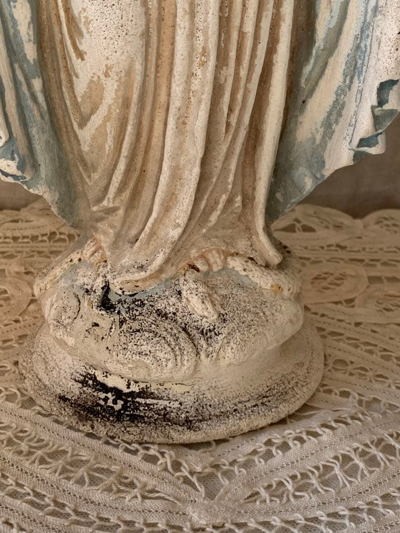 フランスアンティーク 聖母マリア 無限罪のマリア 不思議のメダイ 石膏像