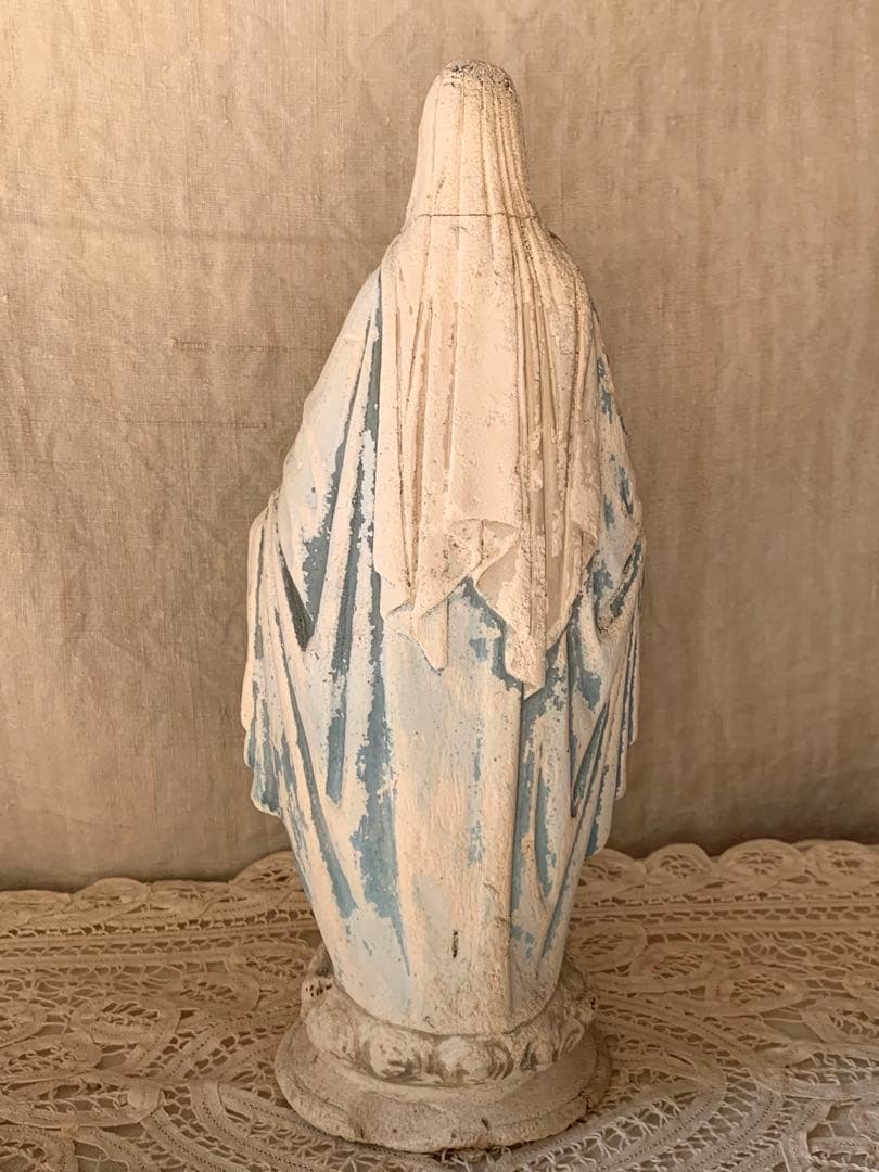 フランスアンティーク 聖母マリア 無限罪のマリア 不思議のメダイ 石膏像