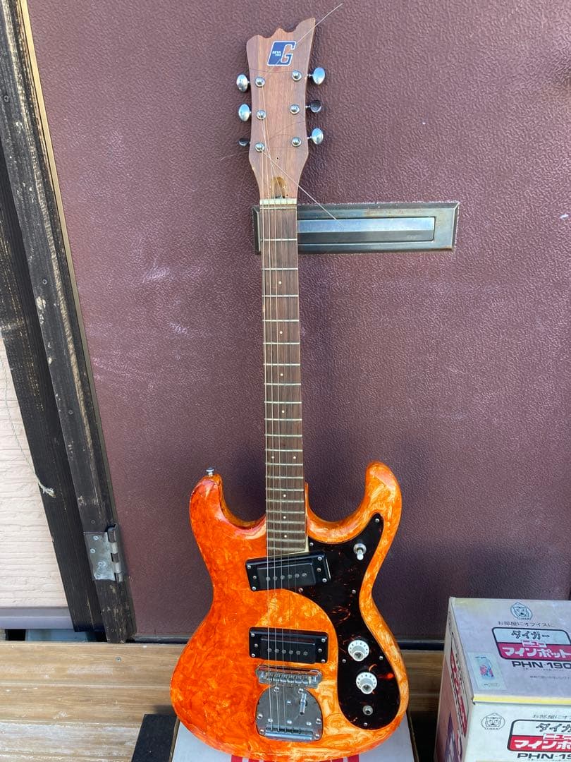 オレンジ マーブル エレキギター ハムバッカー