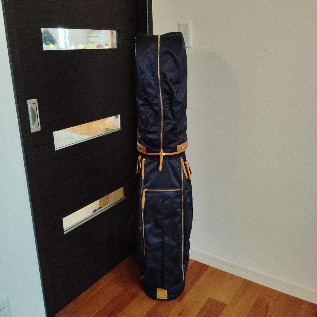 考英舎 ハンドメイド 高密度ツイルナイロン キャディバッグ ネイビー×ライト