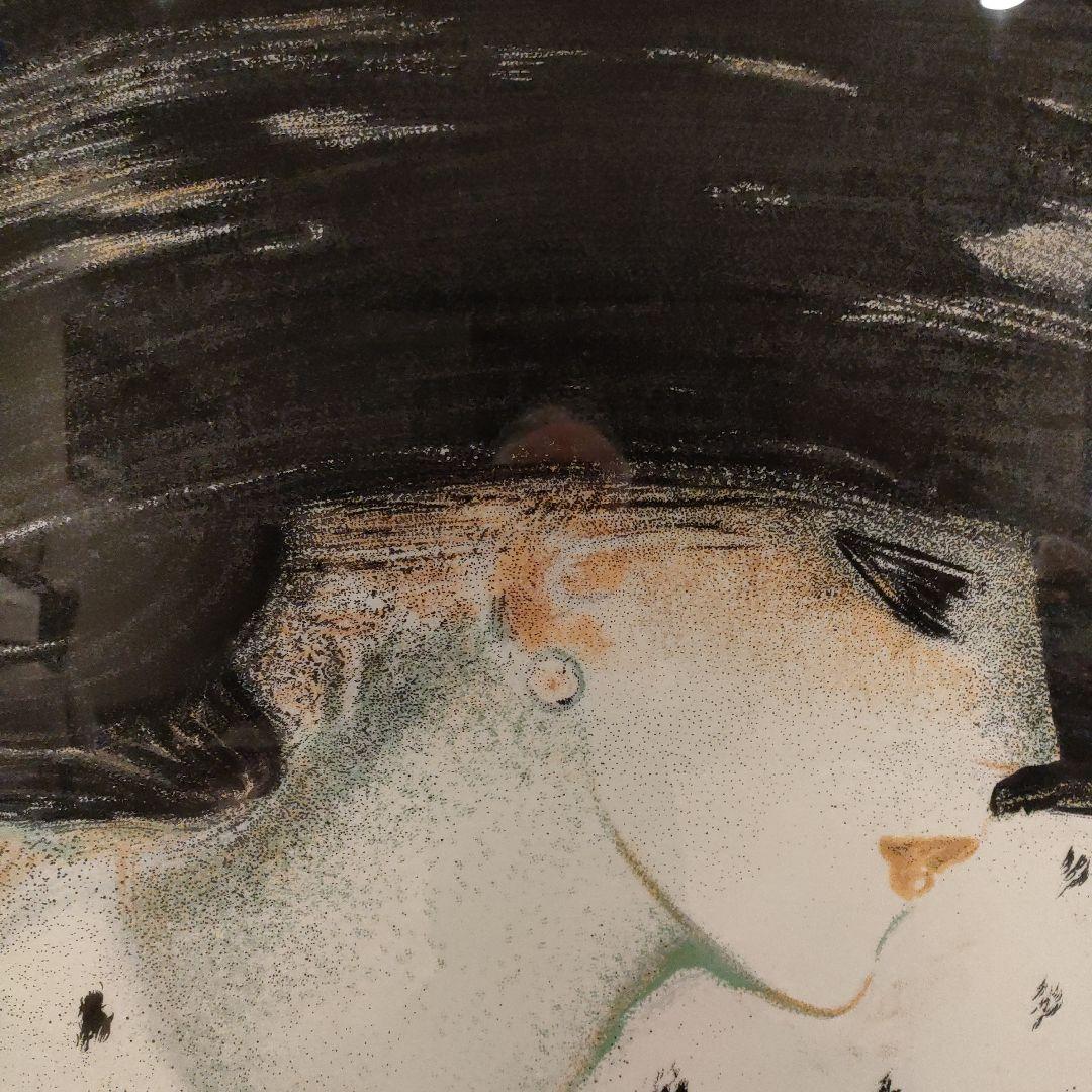 \"カシニョールCassigneul\"大判リトグラフ『黒い帽子の婦人』直筆サイン入