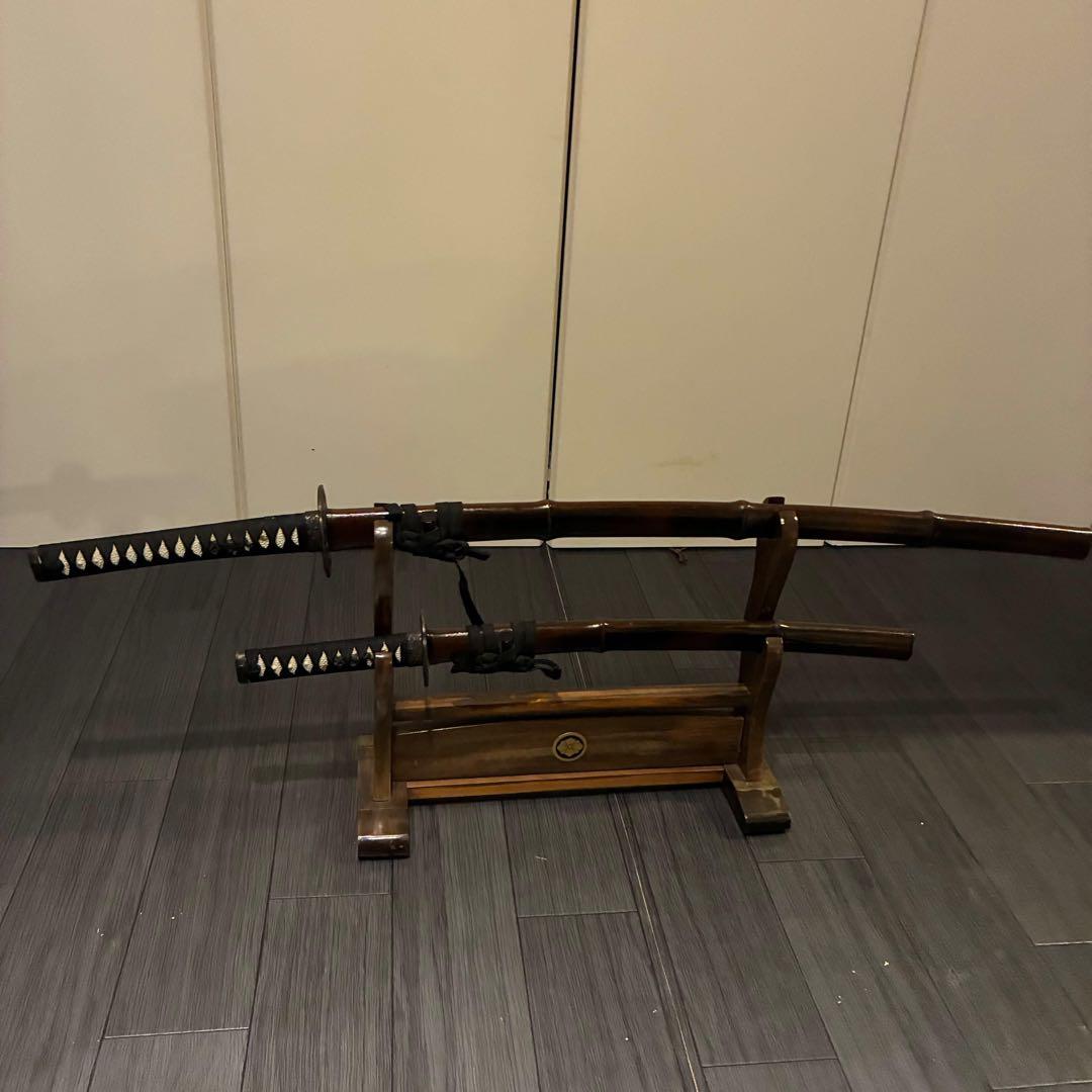 希少品　竹鞘　大小セット　竹筒拵　高級模造刀　居合刀　竹鞘太刀　2本セット