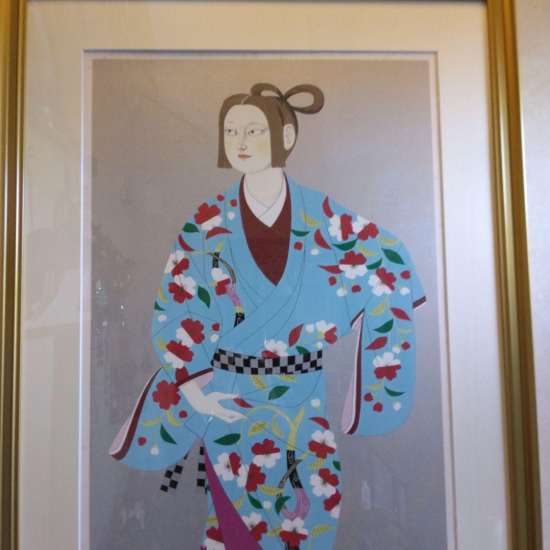 森田曠平　「立美人」日本画版画