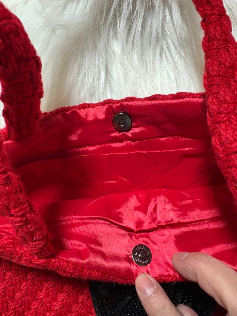 R*E様 シャネル CHANEL ニット編み レッド＆ブラック スパンコール ト