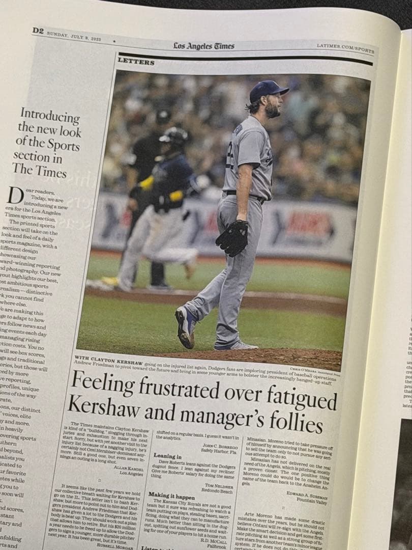 2023年7月9日付　ロサンゼルスタイムズ 【エンゼルス 大谷翔平 特集号】