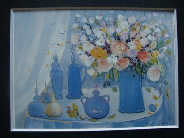 坂井美智代【花の語らい】希少画集画、状態良好、新品高級額装付