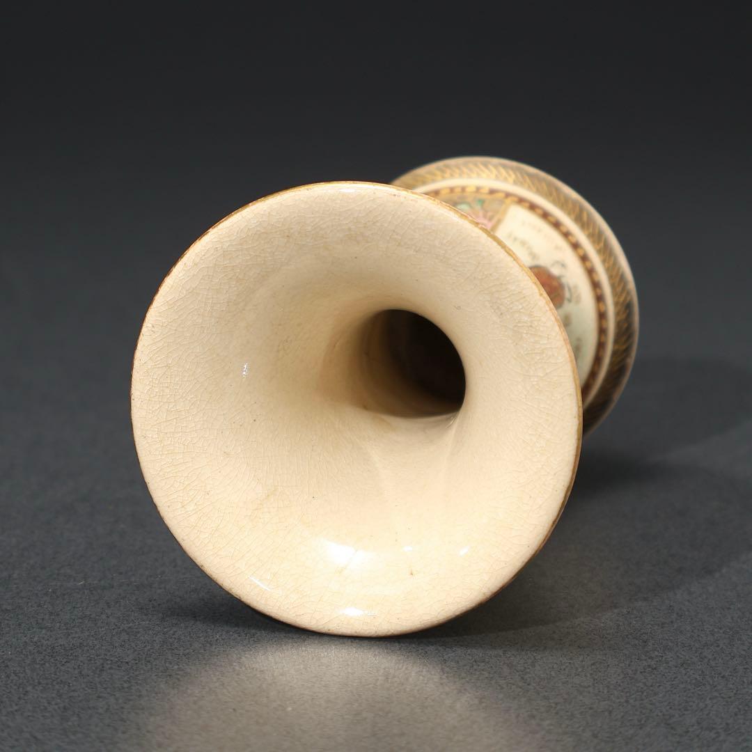 薩摩焼　花見図花瓶　骨董　里帰り　明治　R1573ダS