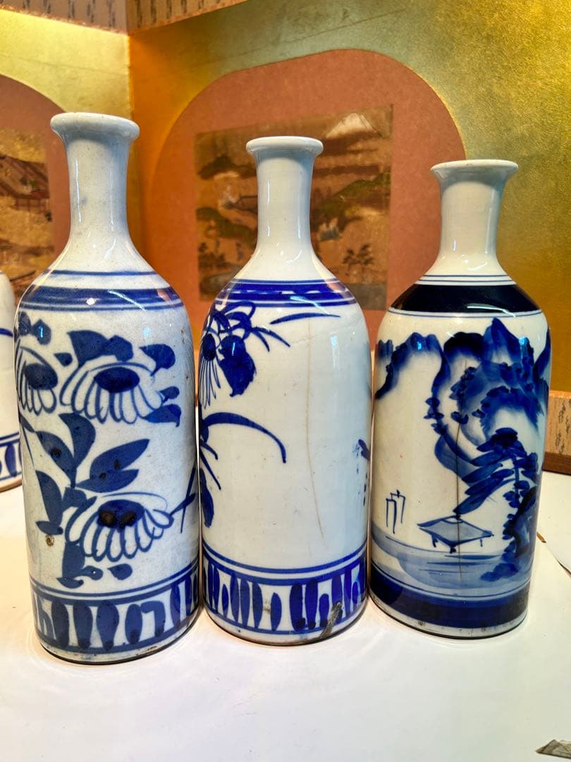 骨董　染付　花瓶　徳利　8本お纏めセット