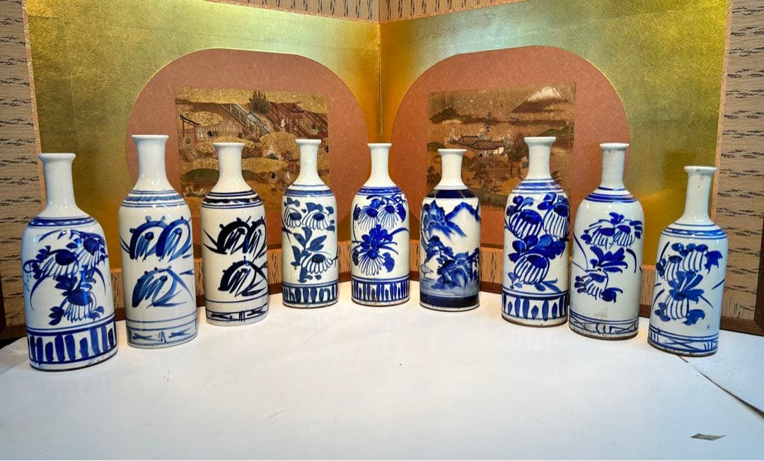 骨董　染付　花瓶　徳利　8本お纏めセット