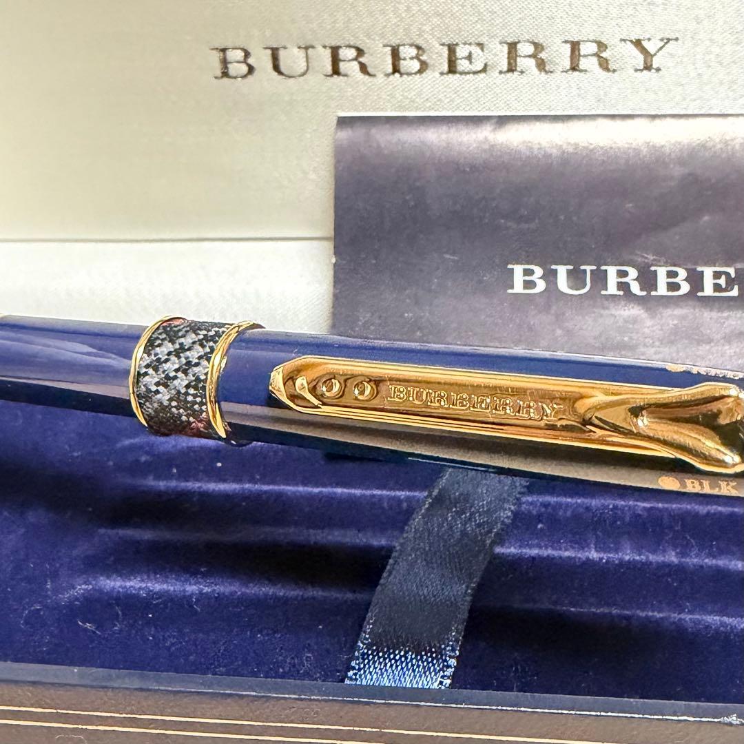 美品 Burberry バーバリー 多機能ボールペン ネイビー ノバチェック