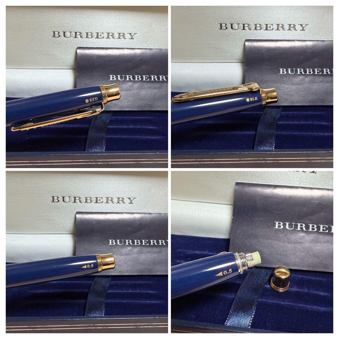 美品 Burberry バーバリー 多機能ボールペン ネイビー ノバチェック