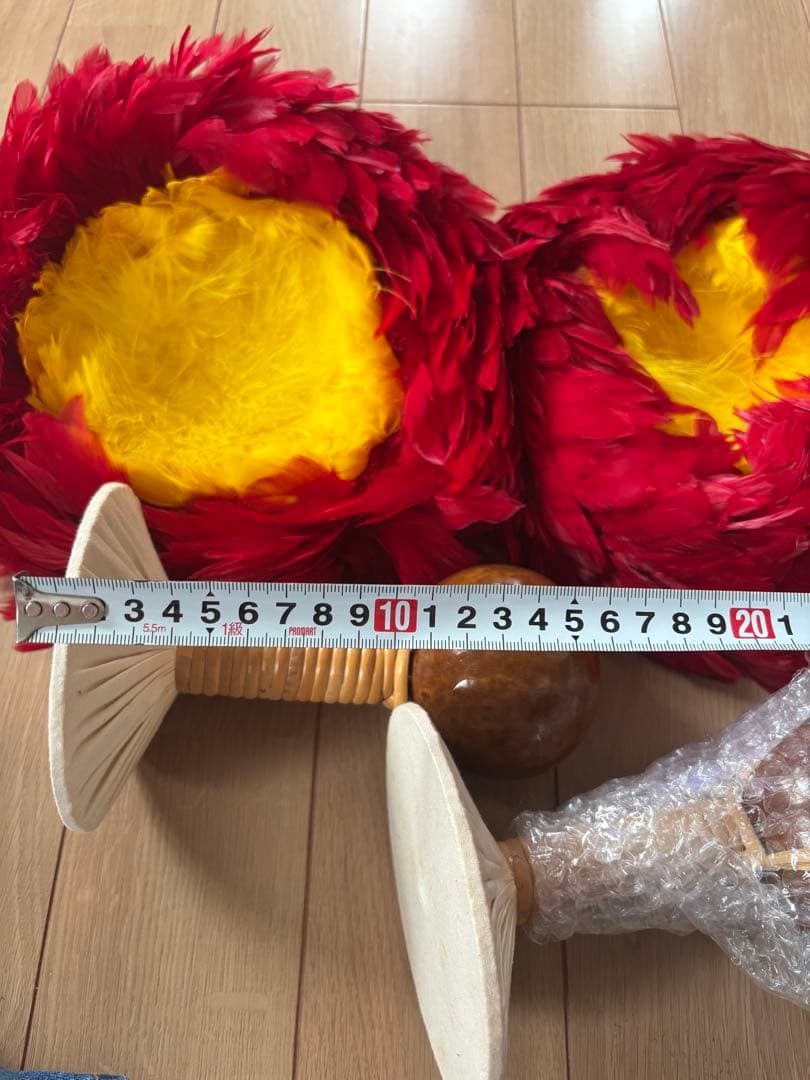 着脱式フラダンス用 タヒチ　赤と黄色ウリウリ　　分離