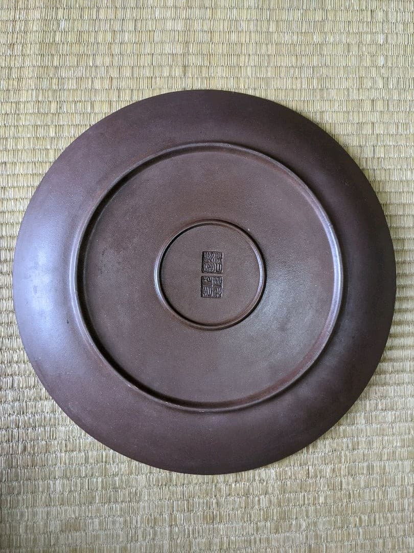 ♦中国美術品 レア物 類品少数 中国 宜興窯 紫砂 劃花画花 飾り皿 骨董品