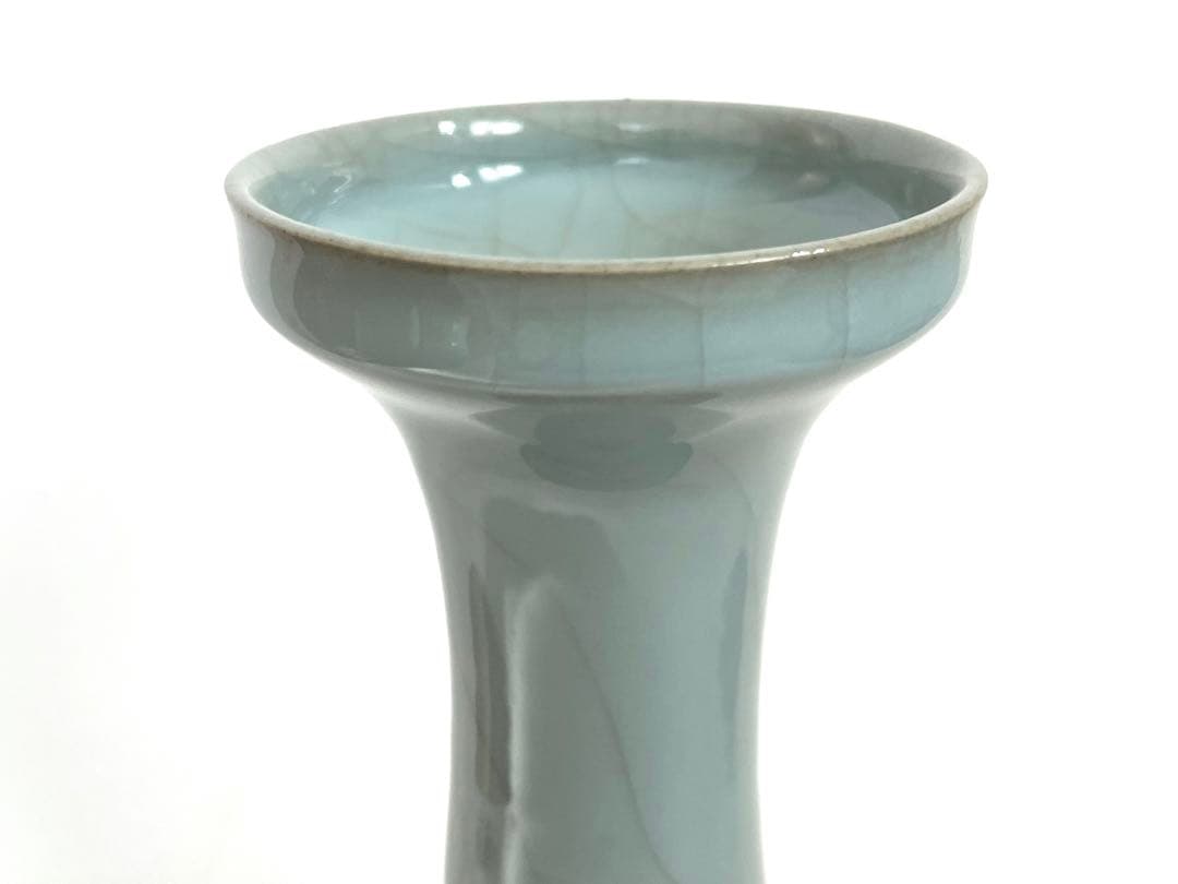 陶芸家　川瀬忍　青磁　花瓶　花入　中国写　中国古陶磁　箱なし