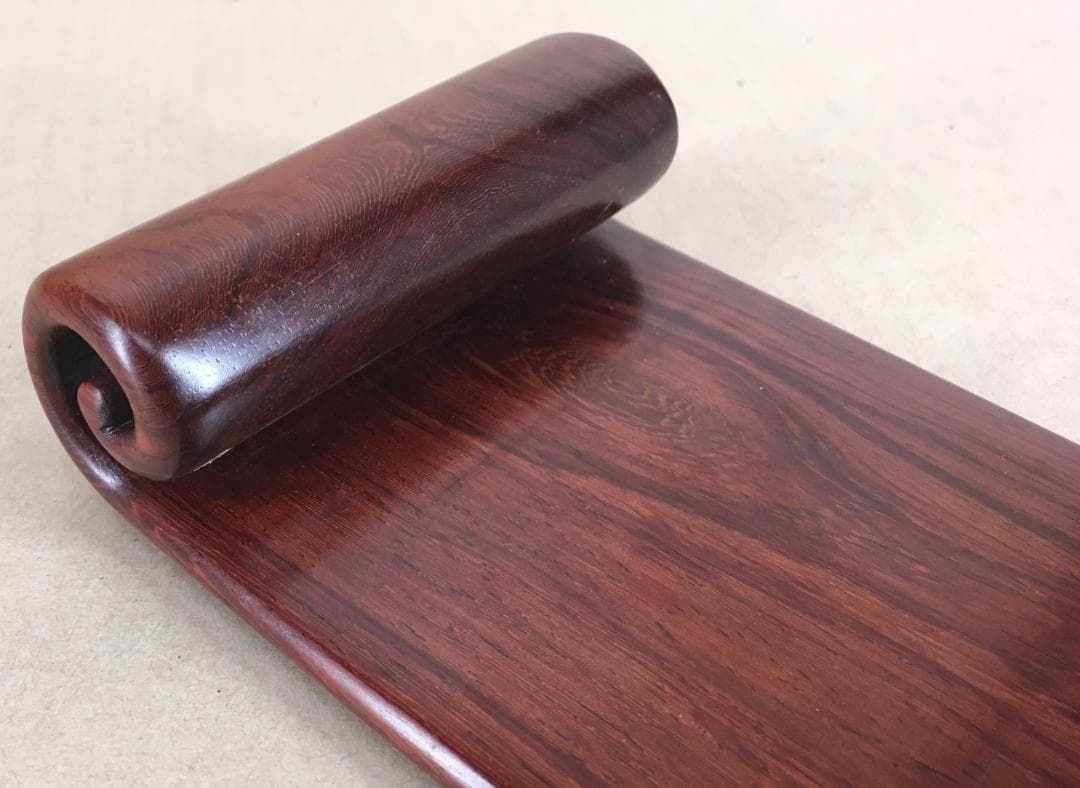 [無垢材]：[平卓・唐木一木彫・紫檀・孔雀杢]／刳り抜き／ズッシリ重い