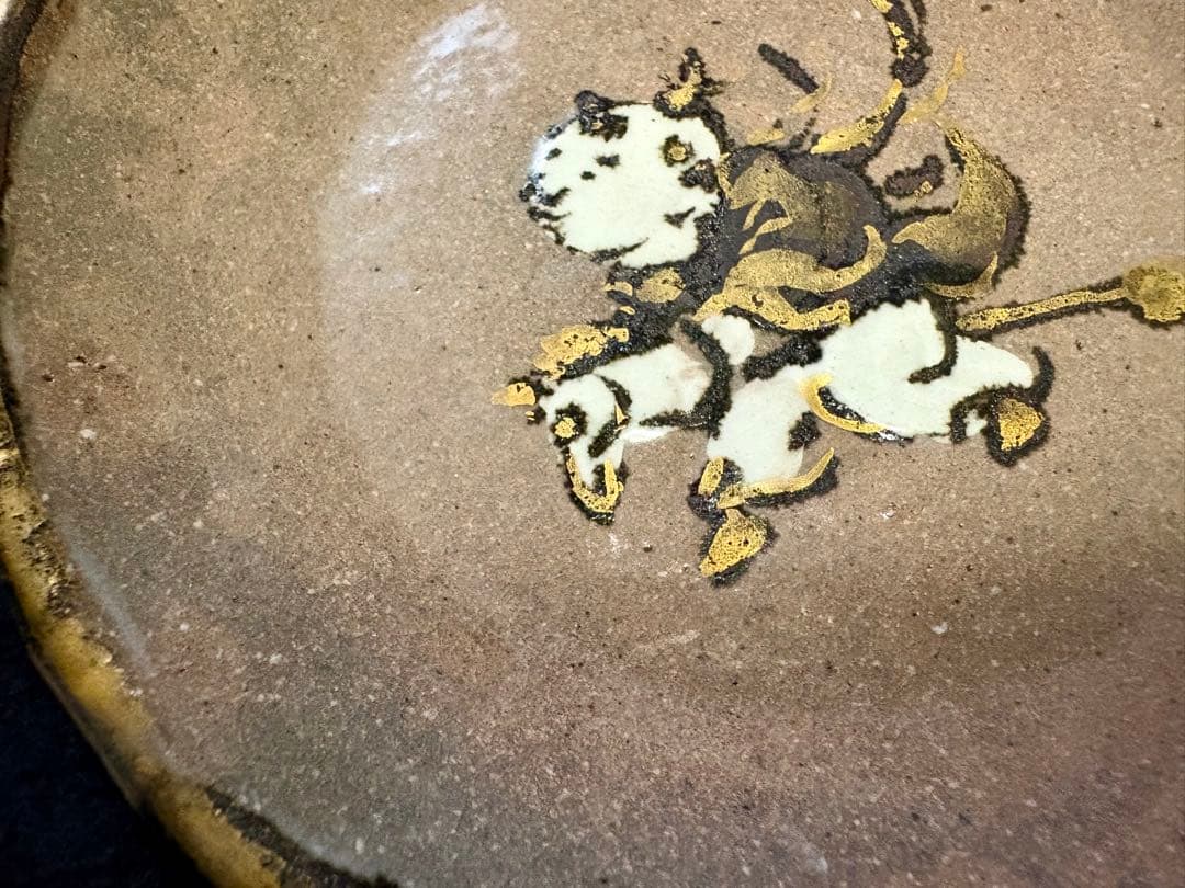 ❤️美品　村田陶苑(八塔亭ニ寧) 作家　手書き　小皿　童子　金彩　2セット