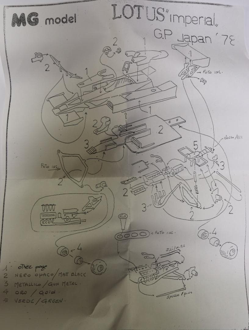 ＭＧモデル（伊）製ロータス７８　７８日本グランプリ仕様メタル組立キット　１／４３