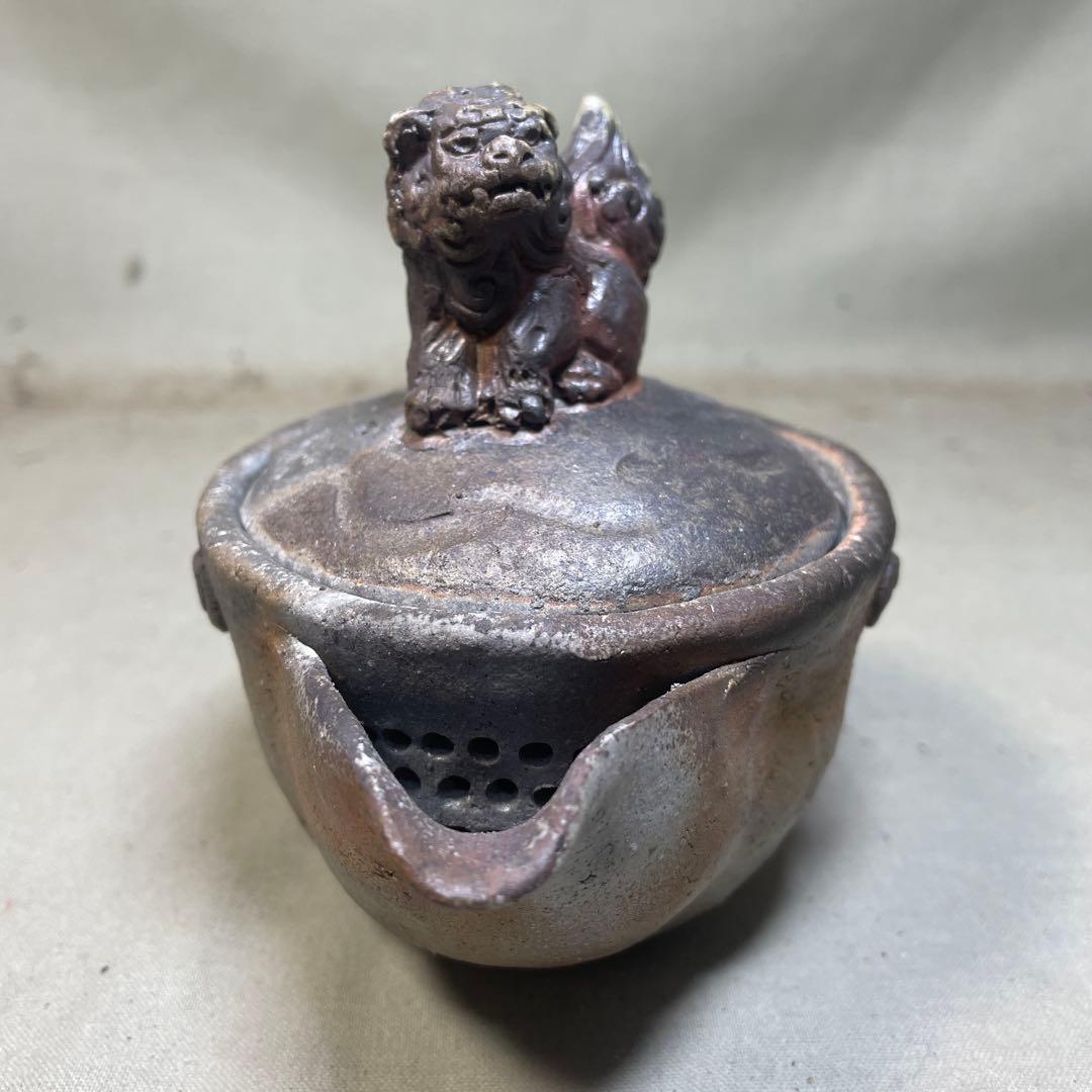 備前焼　備前手造り龍宝瓶　獅子宝瓶 在銘 ２点セット 煎茶器 急須 煎茶道具