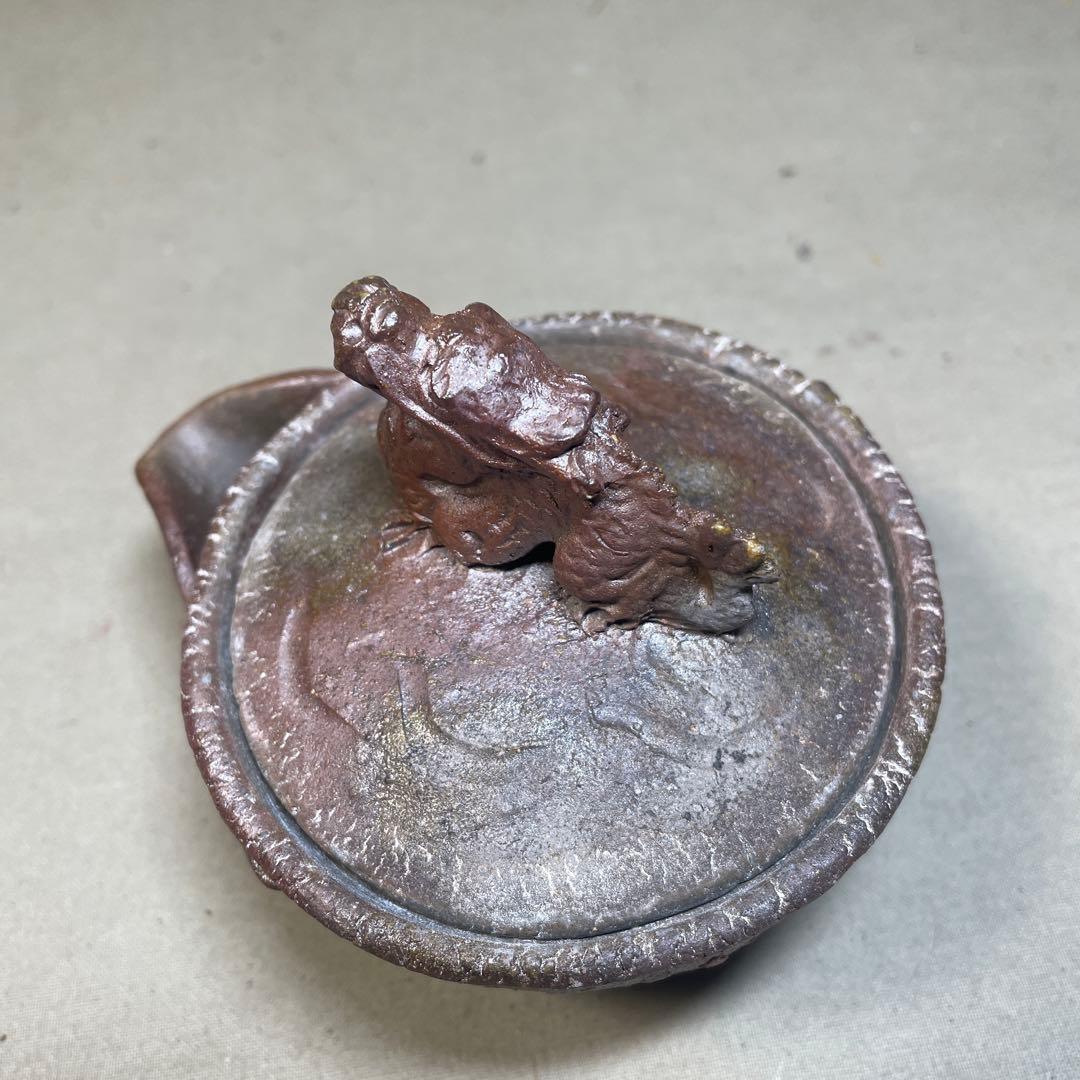 備前焼　備前手造り龍宝瓶　獅子宝瓶 在銘 ２点セット 煎茶器 急須 煎茶道具