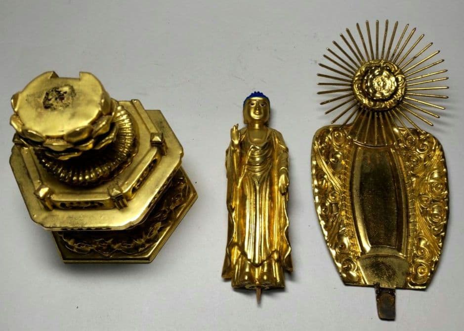 阿弥陀如来 木彫り仏像 純金箔押