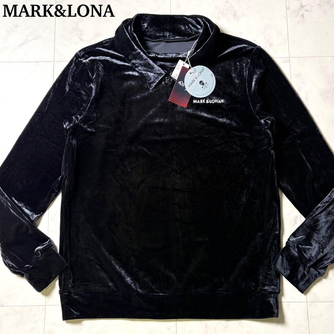 未使用タグ付き MARK&LONA ベロア シャツ チャーム付き 50/XL 黒