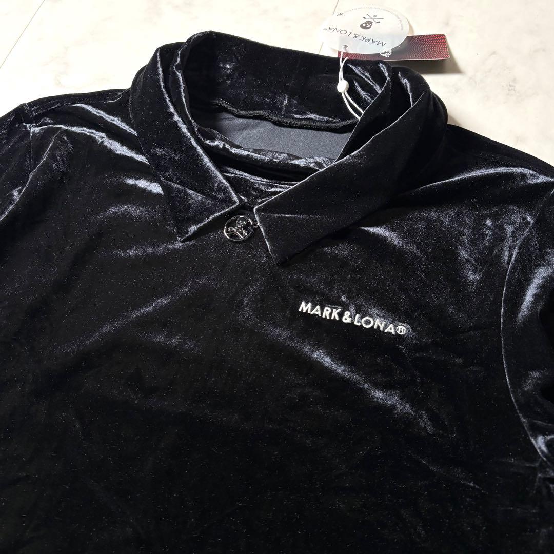 未使用タグ付き MARK&LONA ベロア シャツ チャーム付き 50/XL 黒