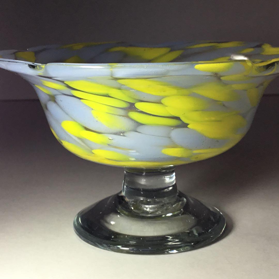 氷コップ◆２色 / グレー黄色◆輪花 戦前 大正ロマン かき氷 アンティーク