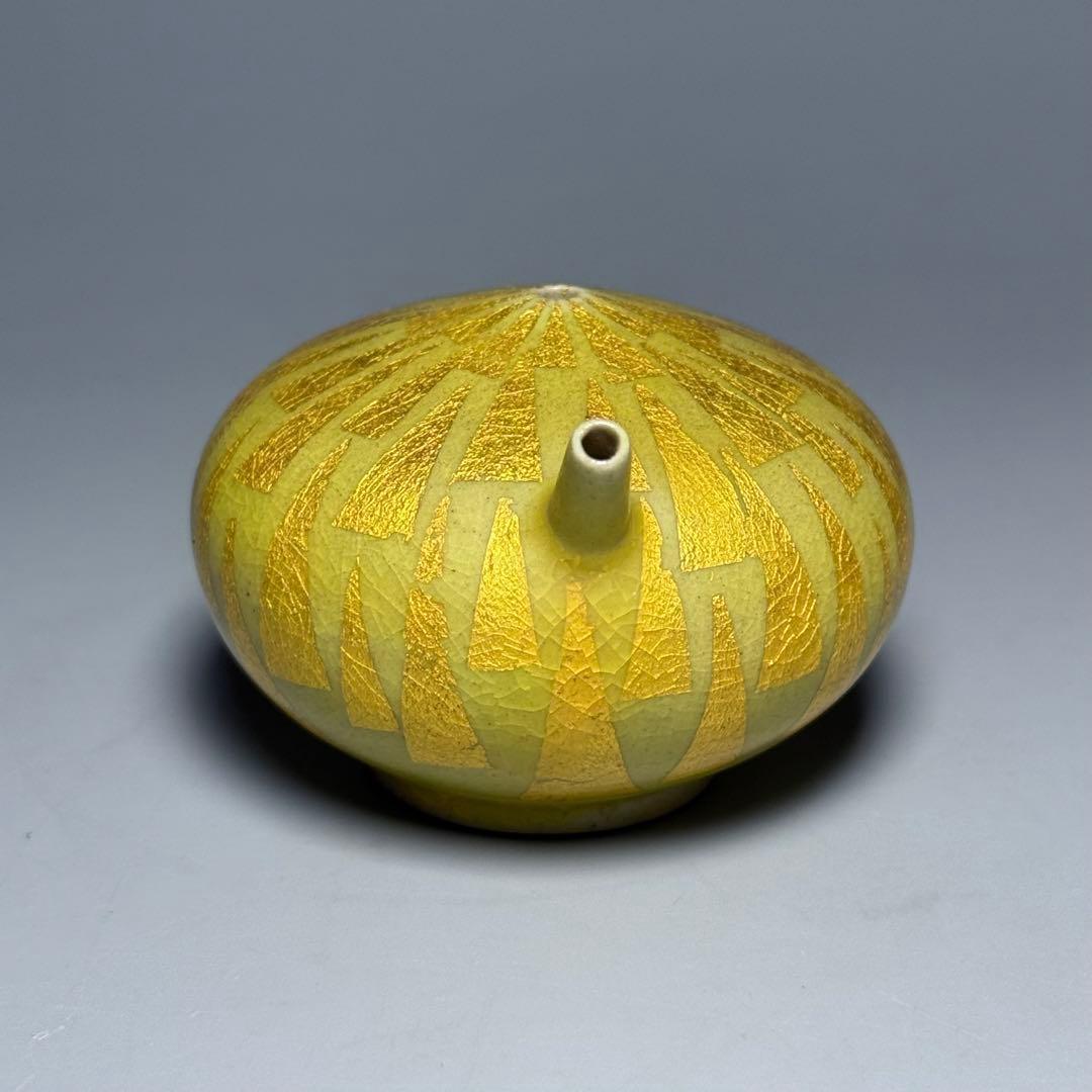 小野　珀子　釉裏金彩　水滴　共箱有り　県重要無形文化財　人気作品　名品